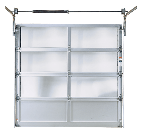 Butler Tereza AlumaView aluminum full view sectional door with large glass panels installed on commercial Butler building