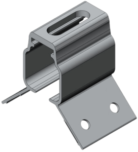 S-5 RibBracket solar panel clip for exposed-fastened and trapezoidal metal roof profiles showing flex-to-fit legs EPDM sealing washer and 4-inch air gap design