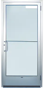 Butler Storefront aluminum walk door with tempered glass panels heavy-duty commercial frame ADA-compliant configuration and custom anodized finish for professional customer-facing Butler building entrances