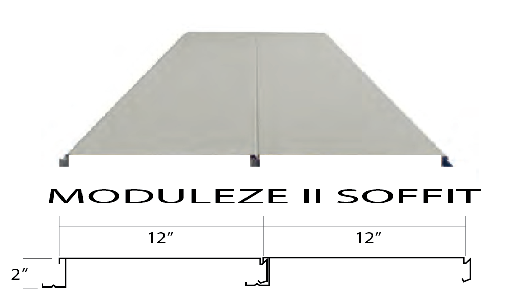 Butler Moduleze II flat soffit panel profile and dimensional specification drawing for Butler building eave and canopy soffit applications