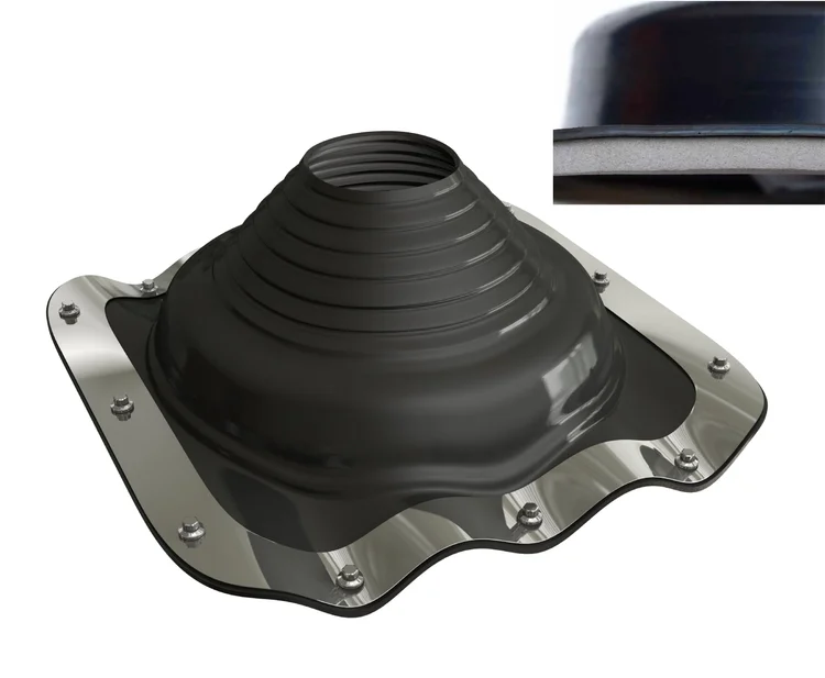 Dektite Ezi-Seal self-sealing pipe flashing for Butler metal roofs providing a fast tool-free installation around round pipe and conduit penetrations
