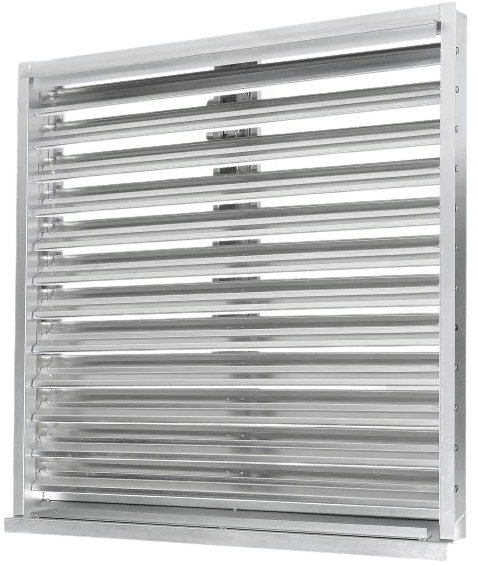 Butler Building wall louver vent installed on a commercial metal building wall panel providing adjustable gravity ventilation for airflow control moisture reduction and condensation prevention in industrial and warehouse applications