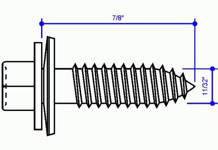 11/32 x 7/8" Scrubolt, Hex Hd SS with Washer (095984)