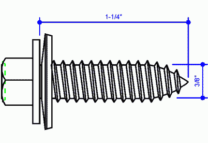 3/8" x 1-1/4" Scrubolt w/ Washer (0096932)