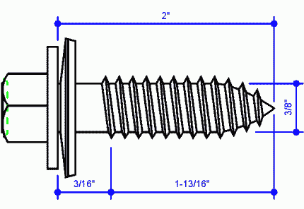 3/8 x 2" Scrubolt, Hex Hd w/ Washer (0097222)