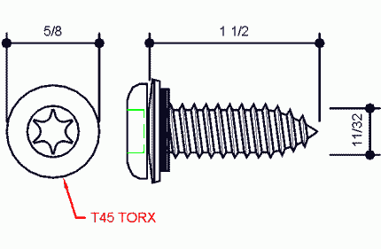(T-45) 11/32" x 1 1/2" Fastener