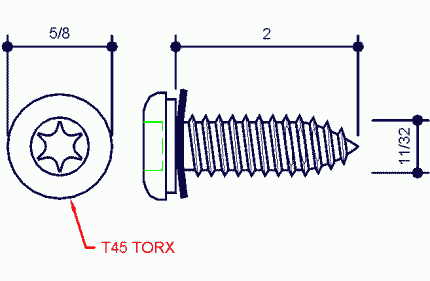 (T-45) 11/32" x 2" Fastener (0097363)