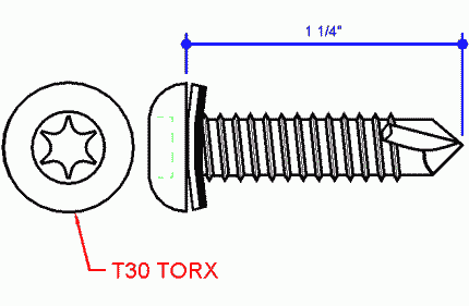 (T-3)#12-14x1 ¼  T-30 Fastener