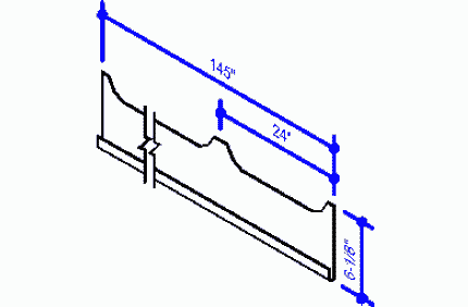 Schematic illustration of a 145" x 24" component with a wavy design, showing dimensions for precision in construction or manufacturing contexts.