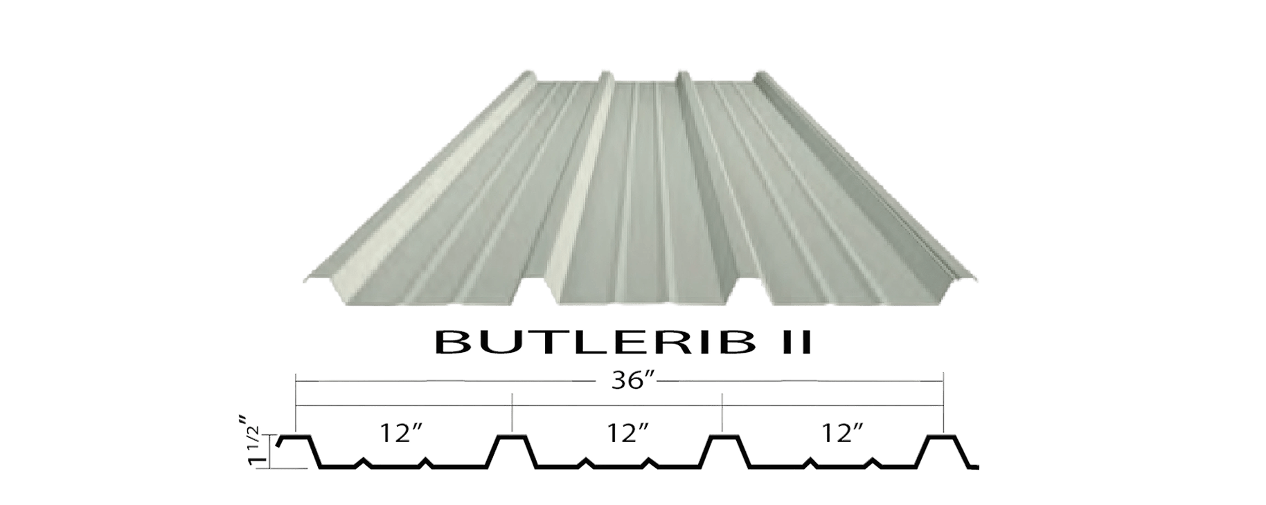 Butlerib II metal wall panel and interior liner panel providing durable exterior protection and a clean interior finish with 1 1/2 inch ribs and Butlercote coating
