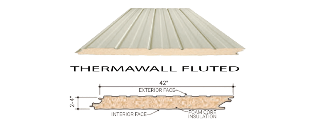 Butler Thermawall Fluted IMP insulated wall panel providing high thermal performance, durable protection, and an architectural fluted profile